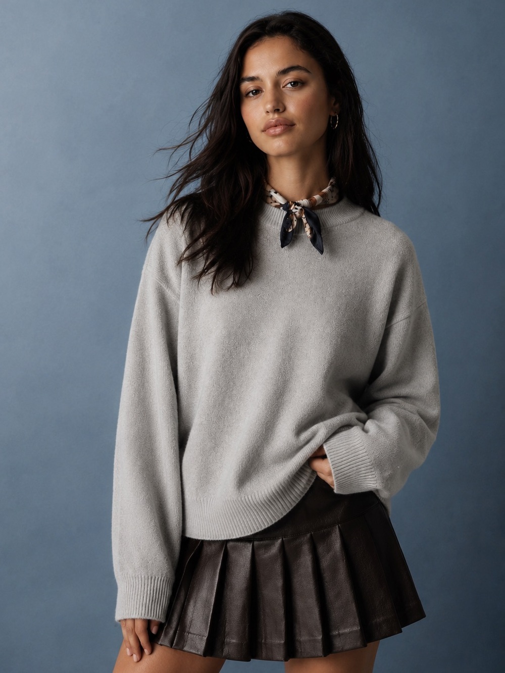 Vici Light Grey Mock Neck Sweater | Relaxed Fit | Size Small